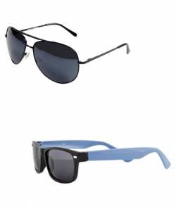 Black Aviator + Sky Blue Wayfarers